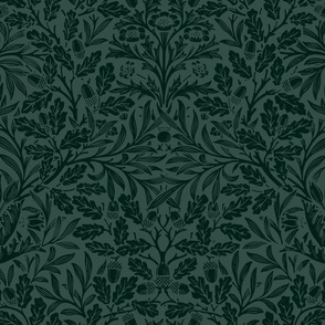 william morris acorns and oak leaves: forestwood teal // arts and crafts, tapestry, damask, trellis