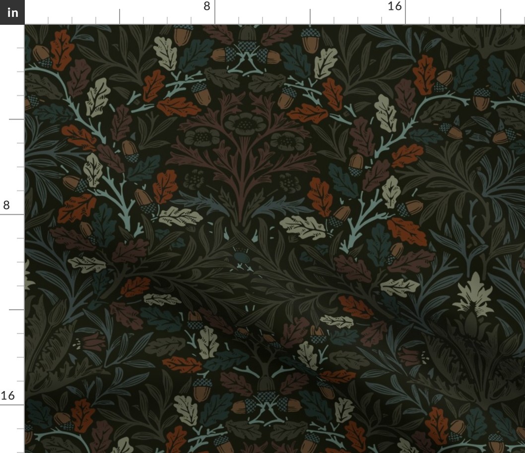 william morris acorns and oak leaves: forestwood multi // arts and crafts, tapestry, damask, trellis