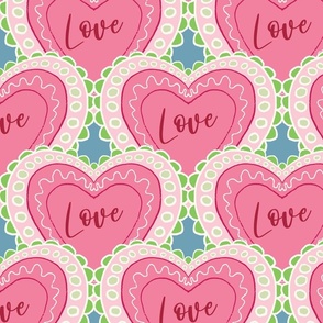 Lacy Valentines Scallops (Large) - Pink, Green and Blue  (TBS217) 