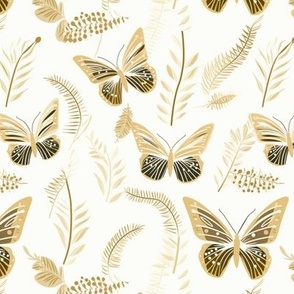 Golden Butterflies and Botanicals