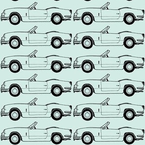 Triumph Spitfire convertible British sports car line drawing