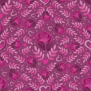 Pink Hearts and Roses Floral for Valentine's Day, Mother's Day or Girl's Room