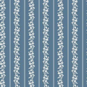 6in Elemental Blue Climbing Flowers Vintage Cottagecore Fabric