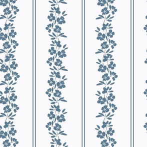 12in Elemental Blue Climbing Flowers Vintage Cottagecore Fabric