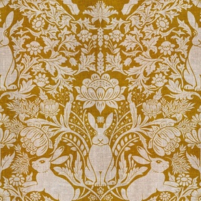 Modern damask/Year of the Rabbits/Golden yellow /beige