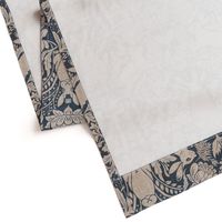 Modern damask/Year of the Rabbits/ rustic blue/beige/textured