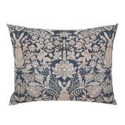 Modern damask/Year of the Rabbits/ rustic blue/beige/textured