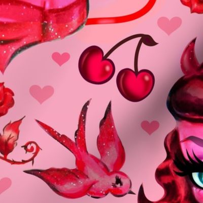 XTRA LARGE-Devil Dolly with Roses Valentine 