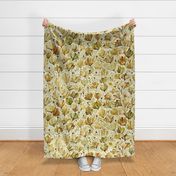 large // hand painted Wild flowers in olive