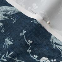 Spring Woodland Toile (blue and white/burlap) LRG 