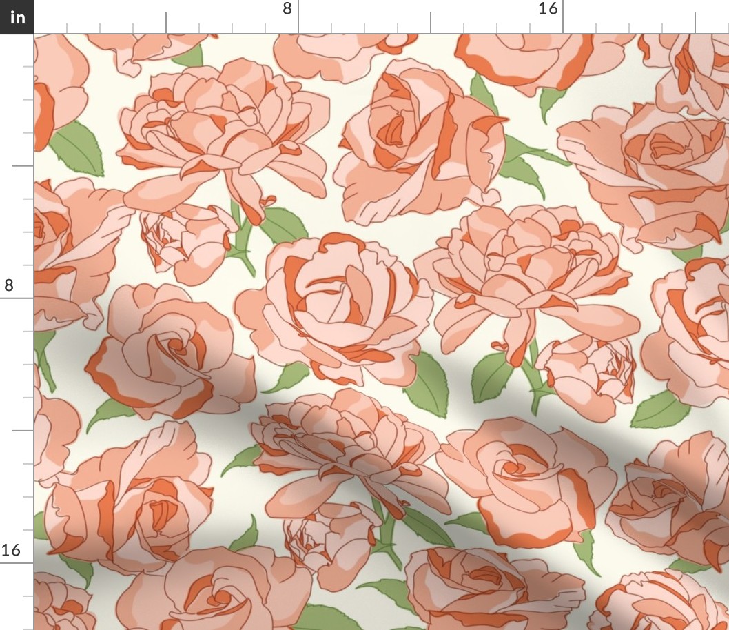 Peach rose flower large print