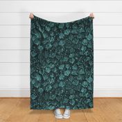 Large // hand painted Wild flowers in Teal