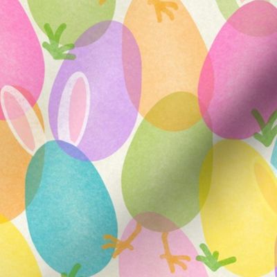 Colorful Chick and Bunny Easter Eggs