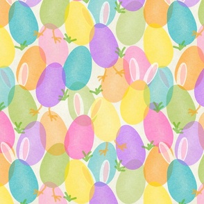 Colorful Chick and Bunny Easter Eggs