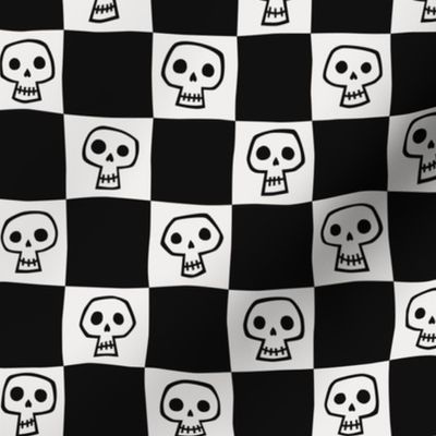 checkered skulls - black and white v2