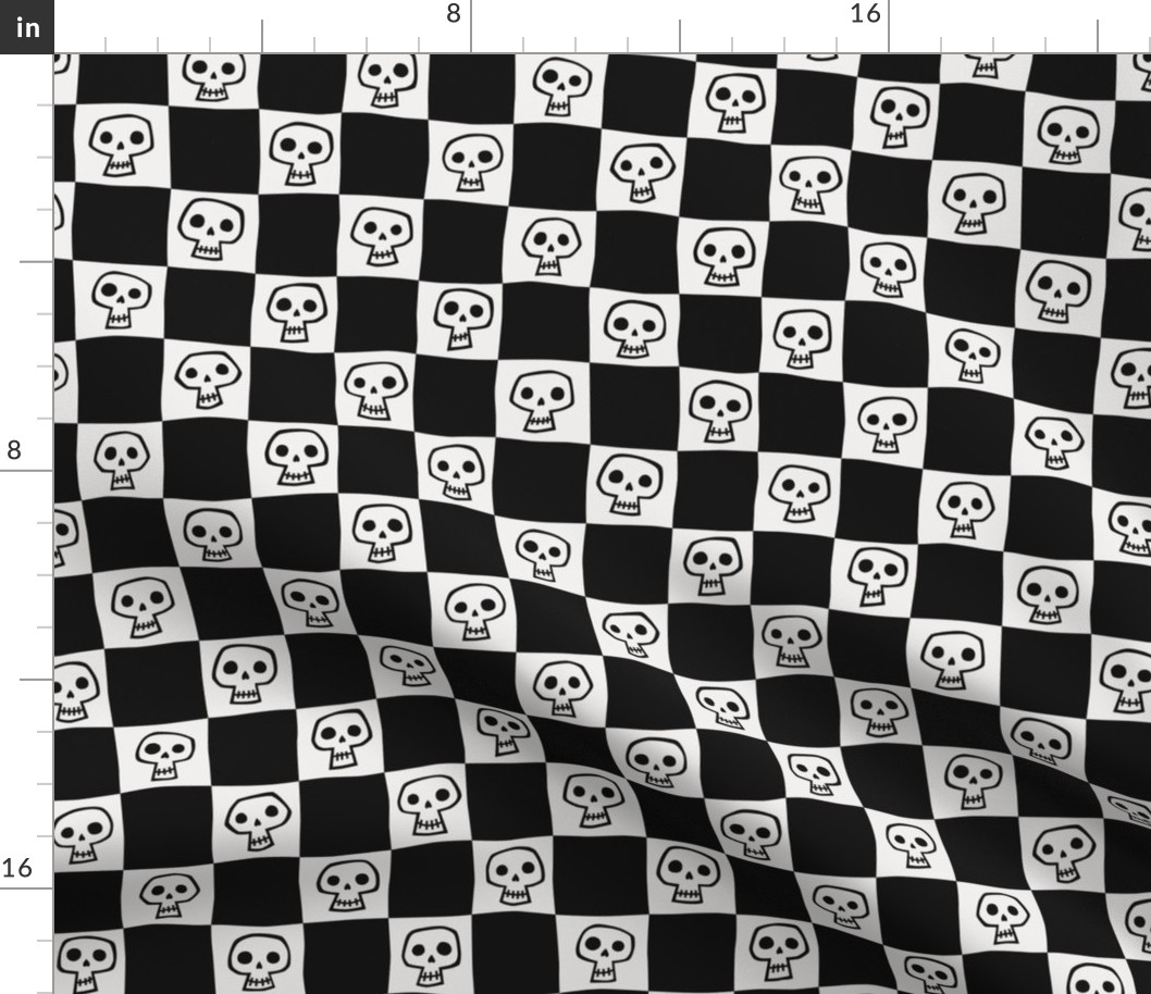 checkered skulls - black and white v2