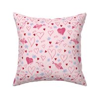 Valentines love hearts with cupid's arrows - blush pink