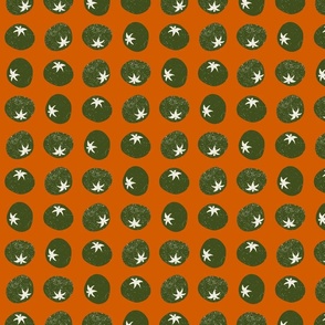 Summer garden green tomato polka dot harvest textured print