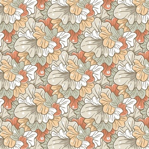 Floral Abstract Design, Spring Petals / Neutral Colors Version / Small Scale