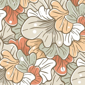 Floral Abstract Design, Spring Petals / Neutral Colors Version / Large Scale or Wallpaper