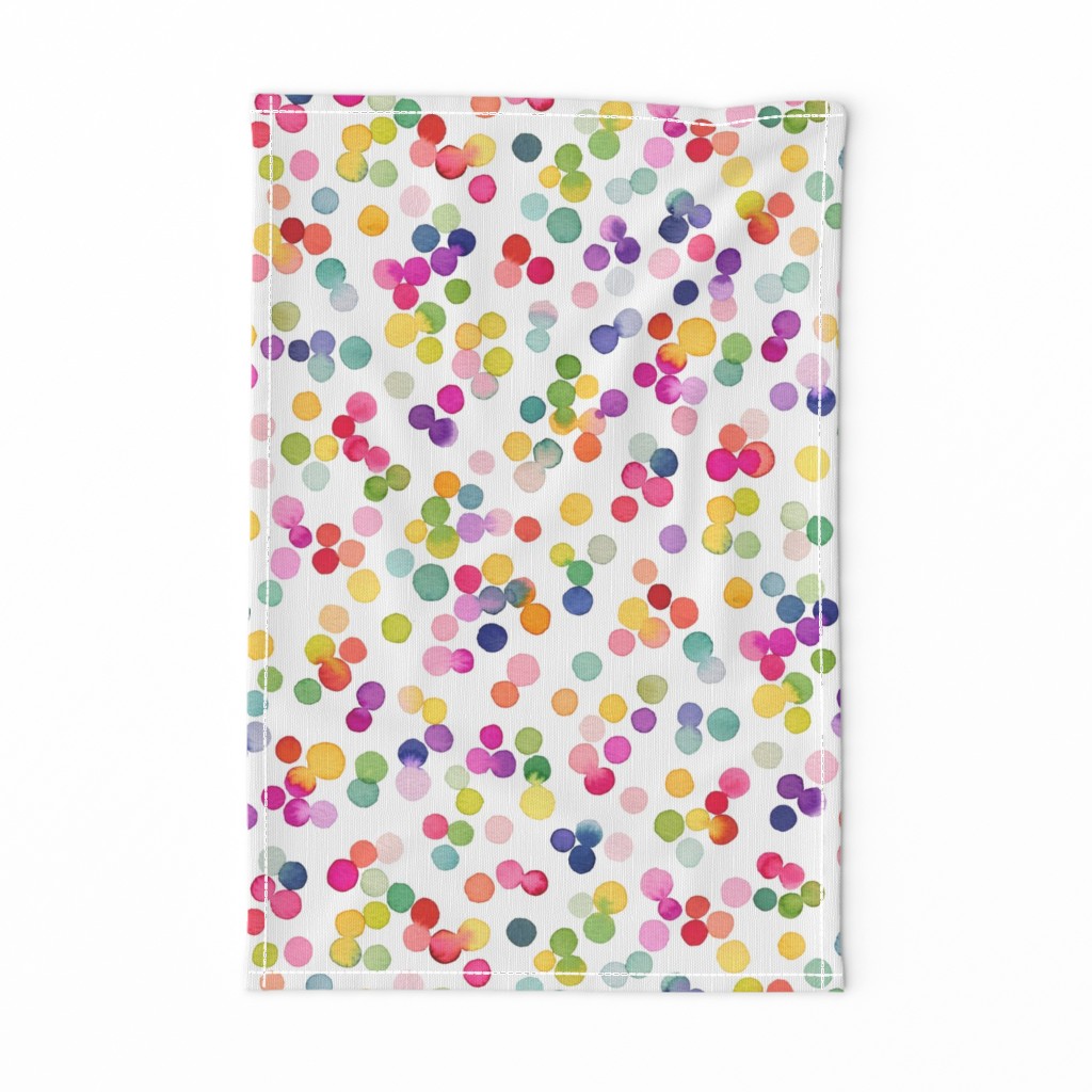 Festive watercolor dots confetti Modern geometric Multicolor White Medium