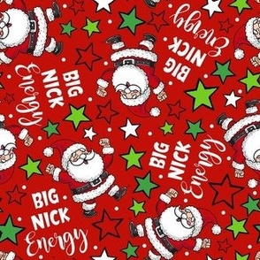 Medium Scale Big Nick Energy Funny Christmas Santas and Stars on Red