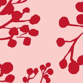 Red Berries on light pink  XL
