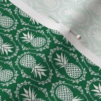 Small Scale Pineapple Fruit Damask Ivory on Emerald Green - Copy - Copy