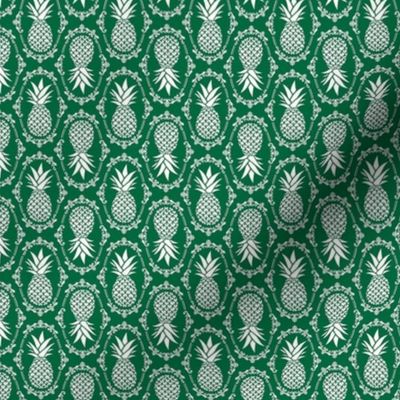 Small Scale Pineapple Fruit Damask Ivory on Emerald Green - Copy - Copy