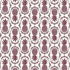 Small Scale Pineapple Fruit Damask Wine on Ivory - Copy - Copy