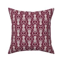 Medium Scale Pineapple Fruit Damask Ivory on Wine - Copy