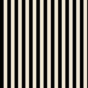 Black and Cream Small Stripe  (1/3 inch wide stripes) (7526)