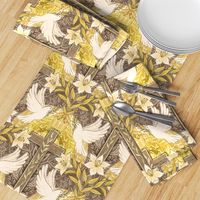 Resurrection Sunday Christian Easter Damask in Gold and Neutral Browns Large