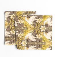 Resurrection Sunday Christian Easter Damask in Gold and Neutral Browns Large