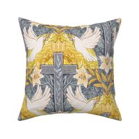 Resurrection Sunday Christian Easter Damask in Grey and Gold Large