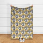Resurrection Sunday Christian Easter Damask in Grey and Gold Large