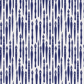 Dip pens repeat pattern (navy blue and cream medium)