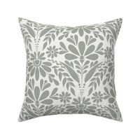 Modern shell sage green floral pattern in off white cream - Medium/Large