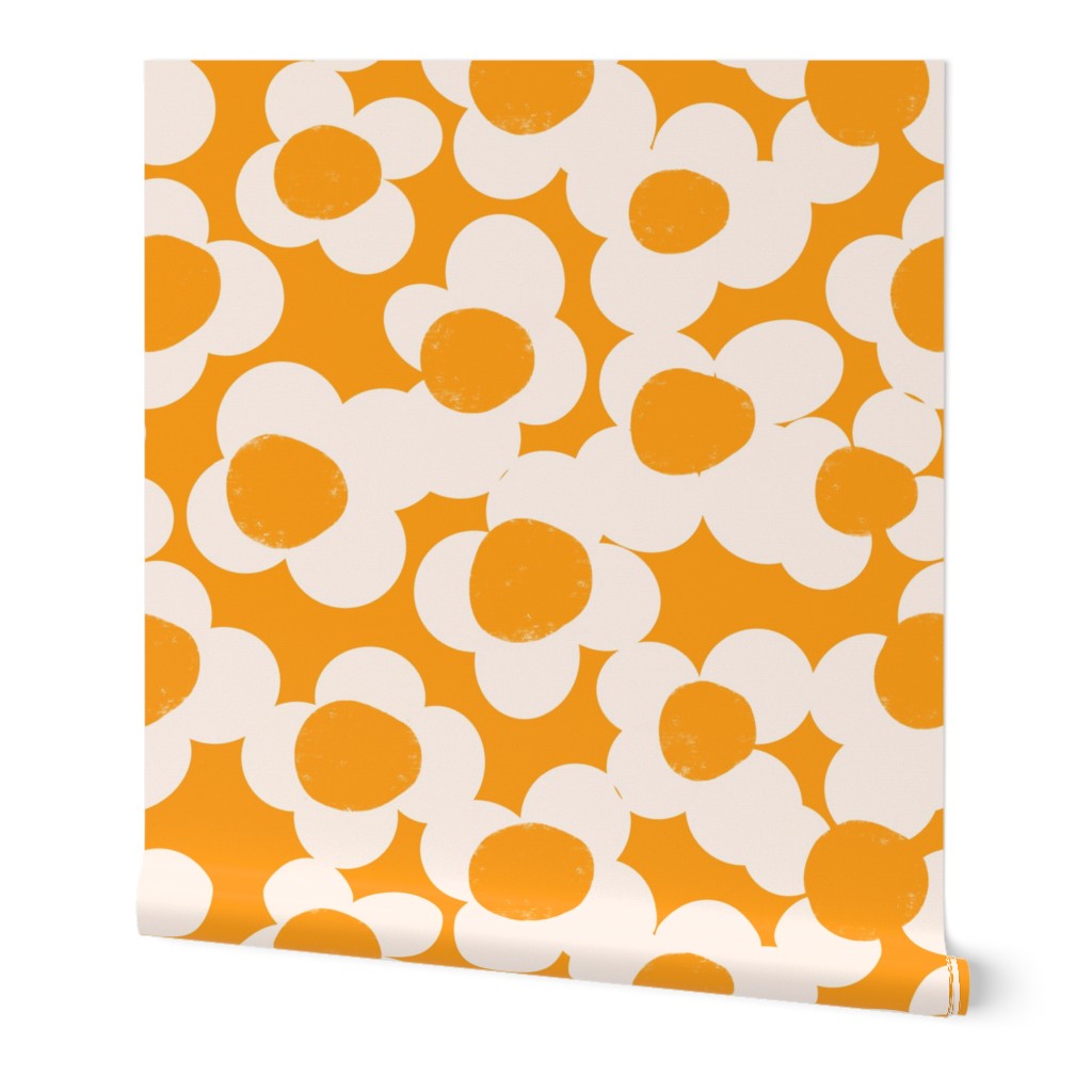 Popcorn Cute Groovy Floral Orange- XL
