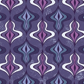 Retro maximalist design “The spinning top “ in purples, mauves and blues