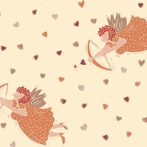 Cupid dons heels, cute witty fun Valentine's Day design in soft neutral pastel colors