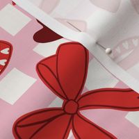 Valentine's Day Bow and Heart Gingham Large Scale