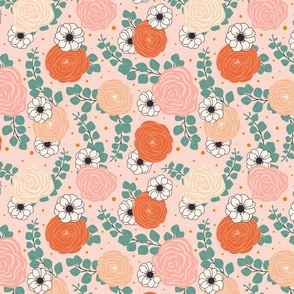 Trailing Spring Blooms-Peach Background
