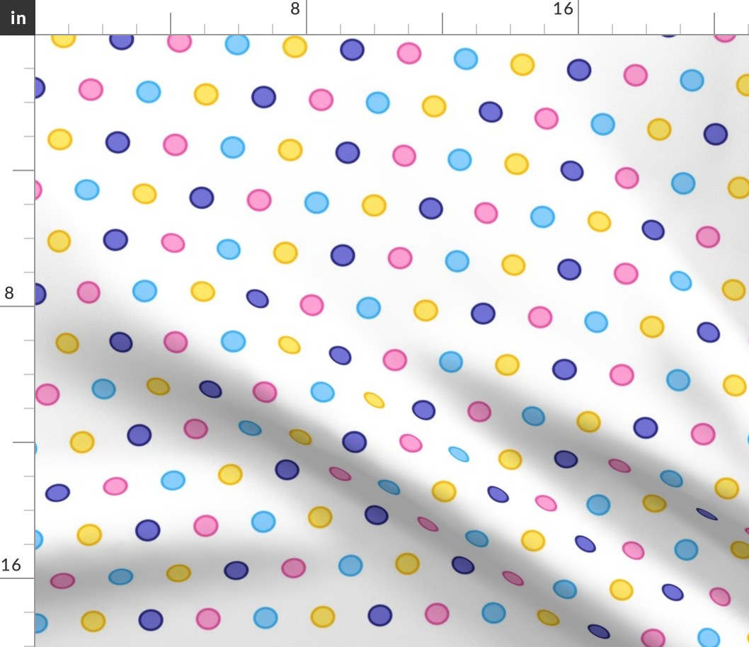 Sweet Ditsy Polka Dots - MEDIUM - Pastel Candy Multi Baby Pink Yellow & Blue