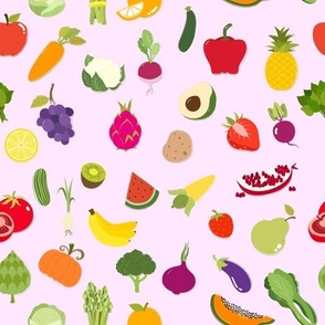 Fruits and Vegetables on Light Purple