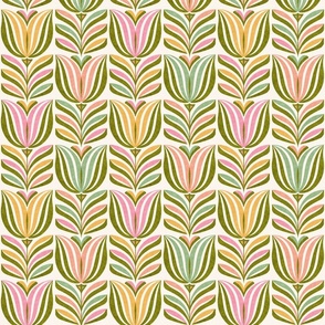 Tulips for Spring, multi-color (Medium) - flowers and leaves