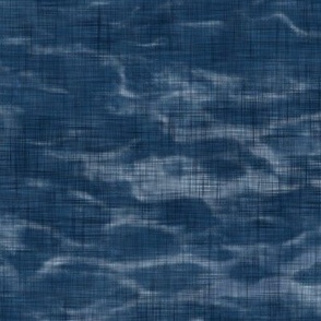 Shibori Linen in Indigo (large scale) | Arashi shibori linen pattern, coordinate fabric for the block printed stars and moons collection in deep blue and white, dark blue night sky fabric.