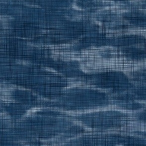 Shibori Linen in Indigo (xl scale) | Arashi shibori linen pattern, coordinate fabric for the block printed stars and moons collection in deep blue and white, dark blue night sky fabric.