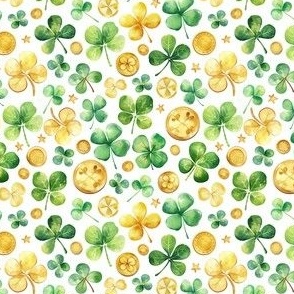 watercolor st patrick's day  clovers and coins 