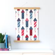 Fourth of July Rockets Stars and Stripes - (LARGE) - red white blue
